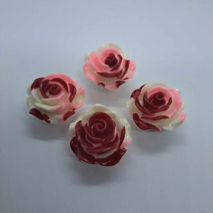 4 PC Rose Shoe Charm Set, 28mm, Red Gradient, Resin, Clogs, Summer, Flowers, Floral, Beach, Wedding