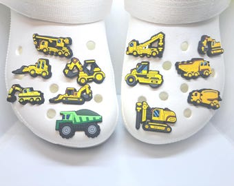 Construction Vehicle Shoe Charms, 12 Pcs, Heavy Machinery