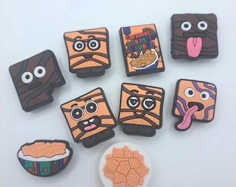 Cinnamon Cereal Shoe Charms, Breakfast, 9 Pcs
