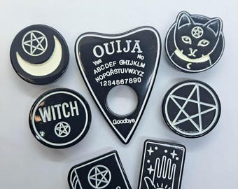 Ouija Wiccan Shoe Charm Set, 7 PCS, Witch Pentagrams, Clogs