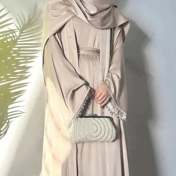 Luxury Women Abaya, Modest Muslim Dress, Islamic Palestine Clothing, Eid Dress, Ramadan Dress, Open Abaya, Kaftan Dress