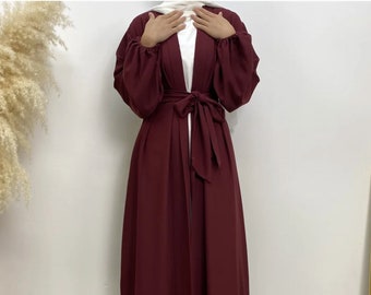 Abaya femme, robe musulmane modeste, vêtements de la Palestine islamique, robe de l'Aïd, robe du ramadan, abaya ouverte, robe caftan, robe abaya, abaya de mariage