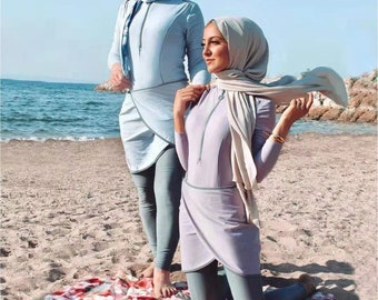 Robe de bain burkini modeste, Maillot de bain dissimulé, Vêtements islamiques, Hijab couvrant à manches longues, Maillots de bain pour musulmans, Maillots de bain