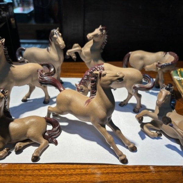 clay handcrafted horses by Shiwan Craftsman,China