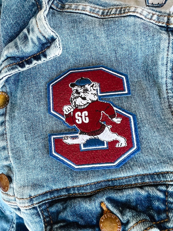 South Carolina State Shape Iron On Patch - Embroidered SC Applique 2.25x1.75 Inches