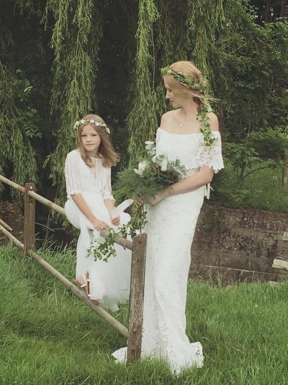 Boho Peasant Style Wedding Dress Hippy Gypsy Off The Etsy