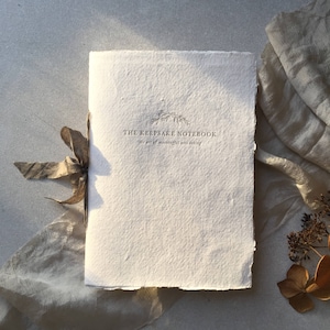 Handmade paper notebook journal  keepsake letterpress plain notepad stationery cotton anniversary gift - sketchbook