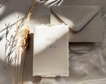 letterpress miss you card cotton minimal design recycled