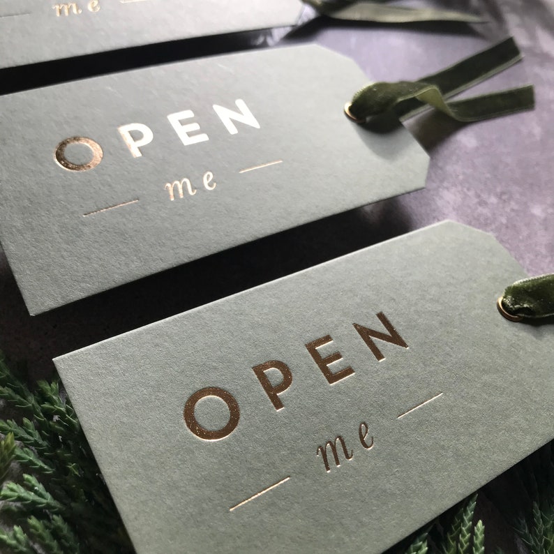 Letterpress Christmas gift tags gold foil printed pack labels swing luxury tag xmas image 7
