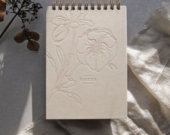 Letterpress notebook handmade luxury notepad stationery lovers gift botanical minimal letterbox gift