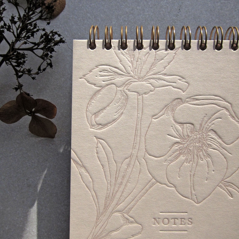 Letterpress notebook handmade luxury notepad stationery lovers gift botanical minimal letterbox gift image 2