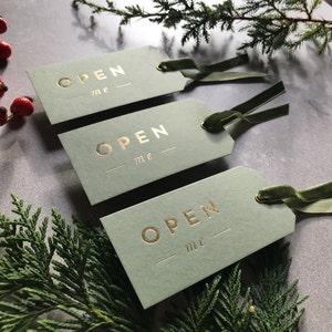 Letterpress Christmas gift tags gold foil printed pack labels swing luxury tag xmas image 2