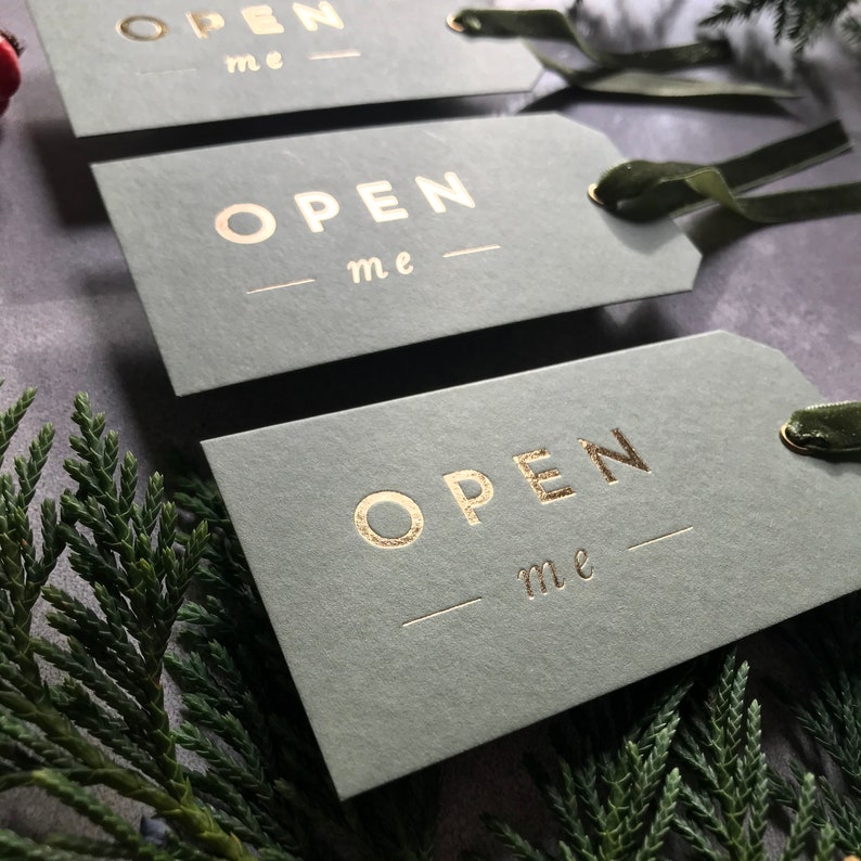 Letterpress Christmas gift tags gold foil printed pack labels swing luxury tag xmas image 6