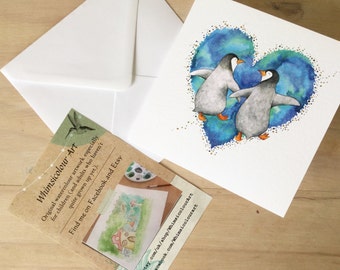 Penguins Greetings Card - SINGLE CARD - 145mm x 145mm
