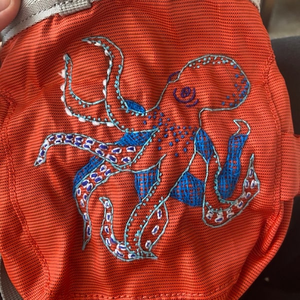 Octopus Petzl Chalk Bag - Hand-Embroidered Customized Climbing Gear
