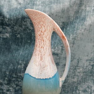Vintage Dryden pitcher/vase blue and tan drip glaze
