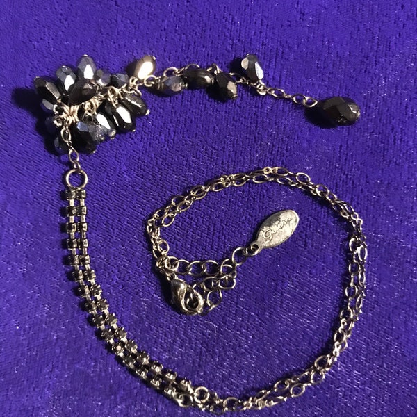 Vintage Guess Black Rhinestone Necklace