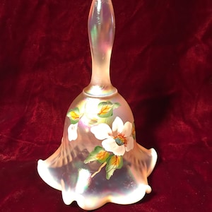 Fenton Pink Opalescent Carnival Hand Painted Bell