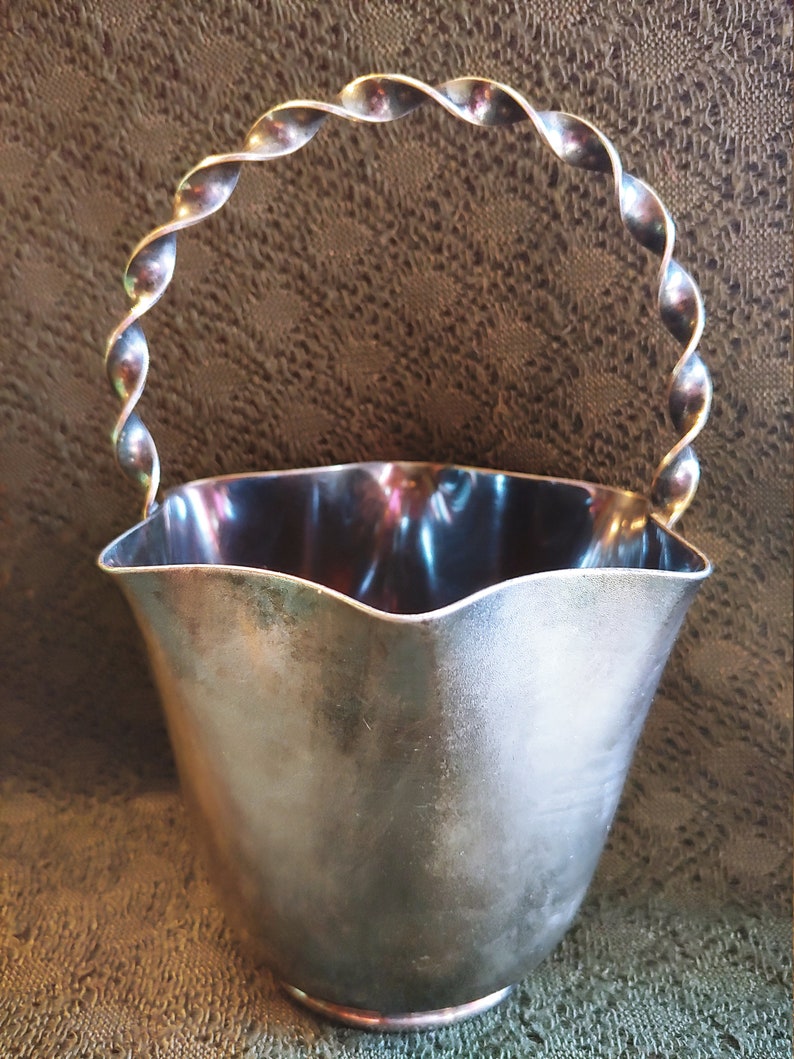 James W Tufts twisted handle silver plated basket