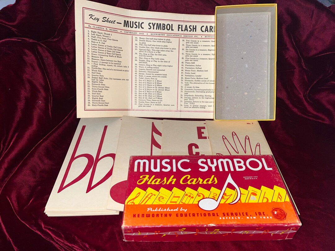 Music Symbol Flash Cards Kenworthy Buffalo, NY 1945 Etsy