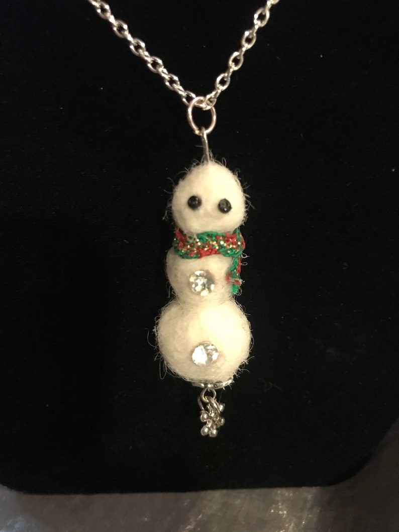 Alpaca Fiber Snowmen Earrings and Necklace
