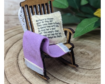 Mothers in Heaven memorial decoration empty rocking chair to remember mum. gift for loss of mum .sympathy gift