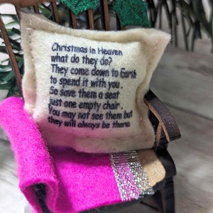 Christmas in Heaven empty chair ornament, Lost loved one gift, Tree Decoration, Memorial Keepsake image 7