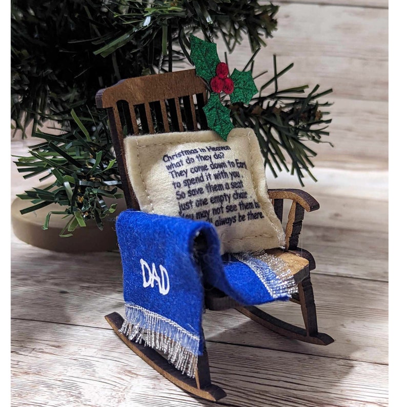 Christmas in Heaven empty chair ornament, Lost loved one gift, Tree Decoration, Memorial Keepsake image 1