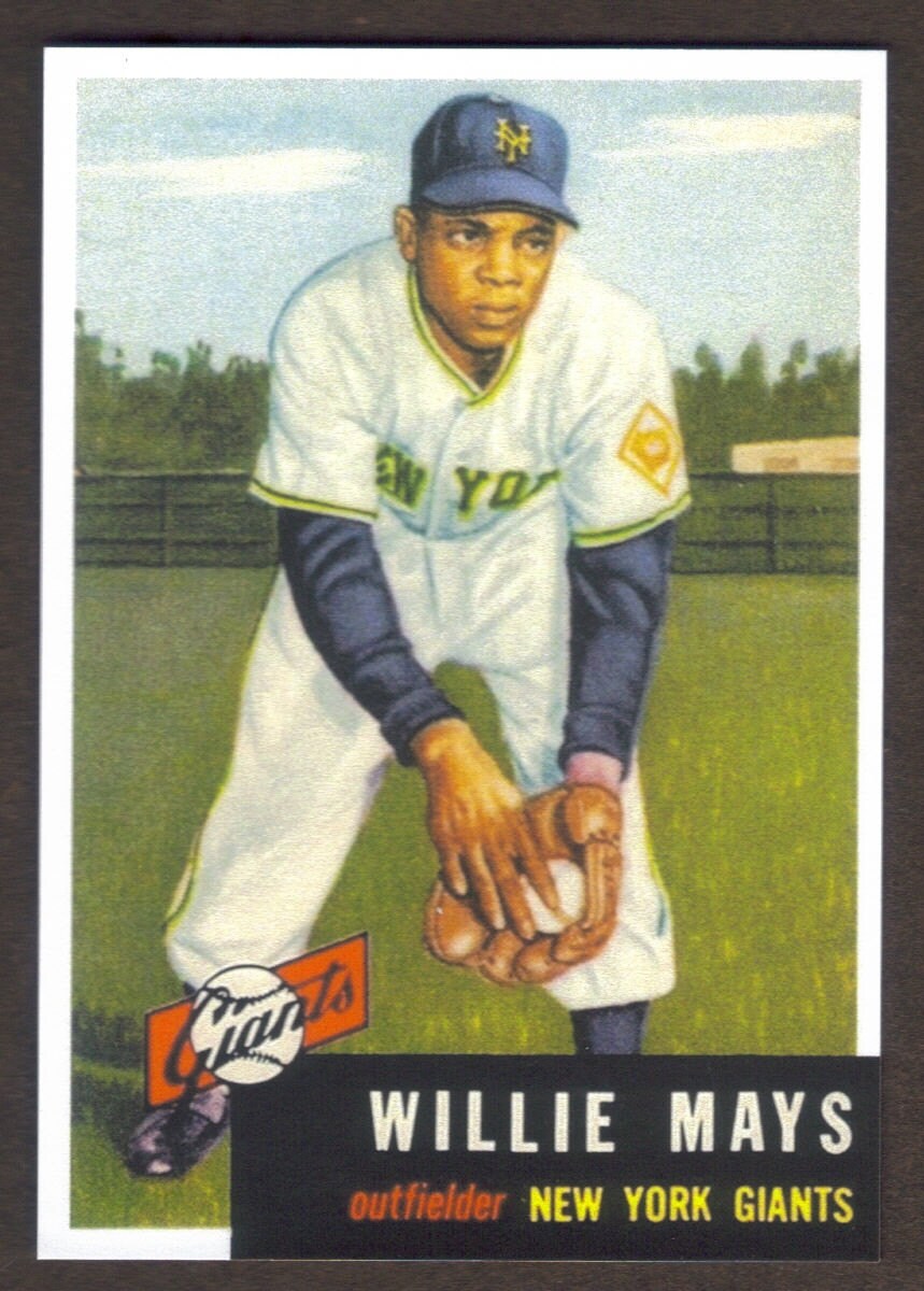 WILLIE MAYS Novelty RP Card 344 Giants 1953 T Free Shipping - Etsy India