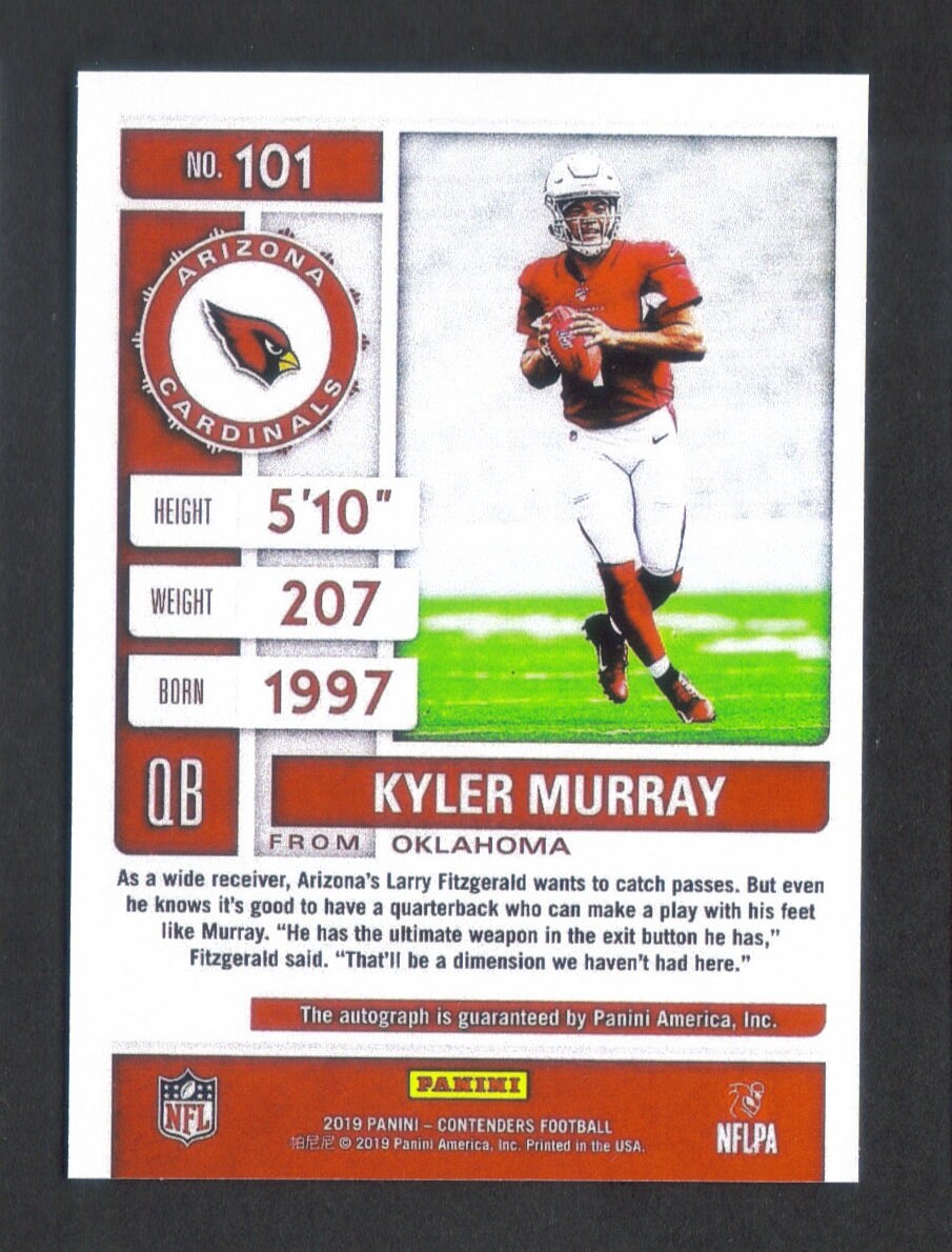 Kyler MURRAY Novelty Rookie RP Card 101 Cardinals RC 2019 Facs - Etsy