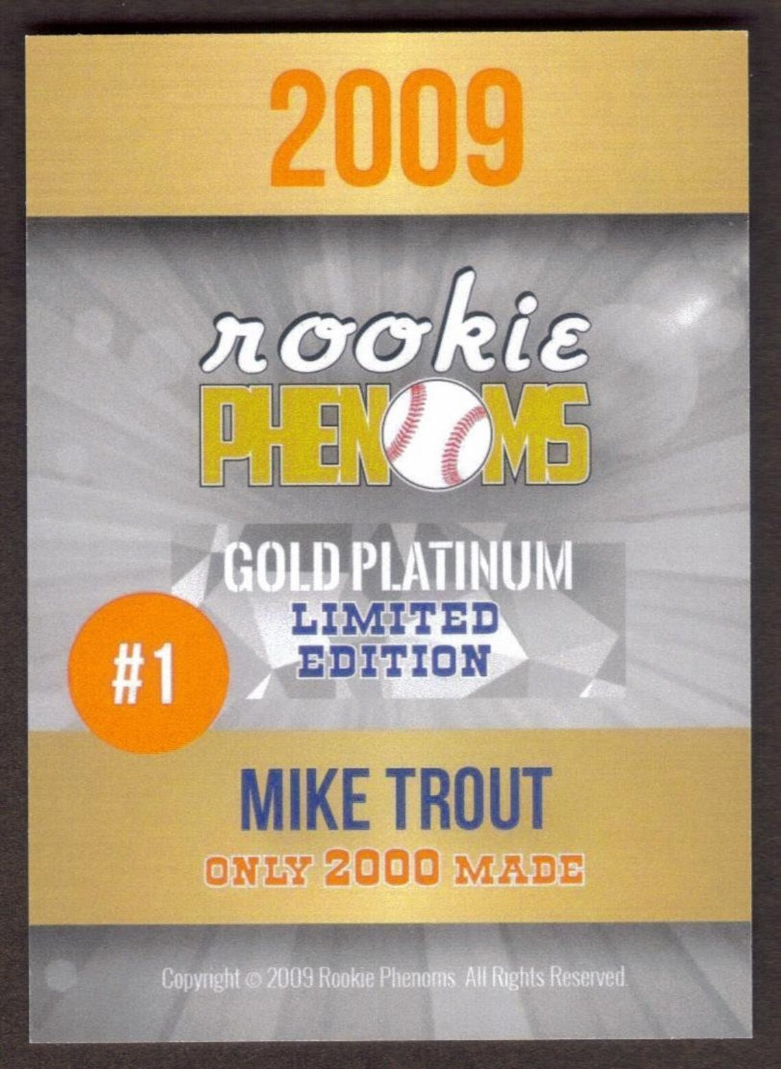 Mike trout rookie card 2009 phenoms millville high school nj etsy