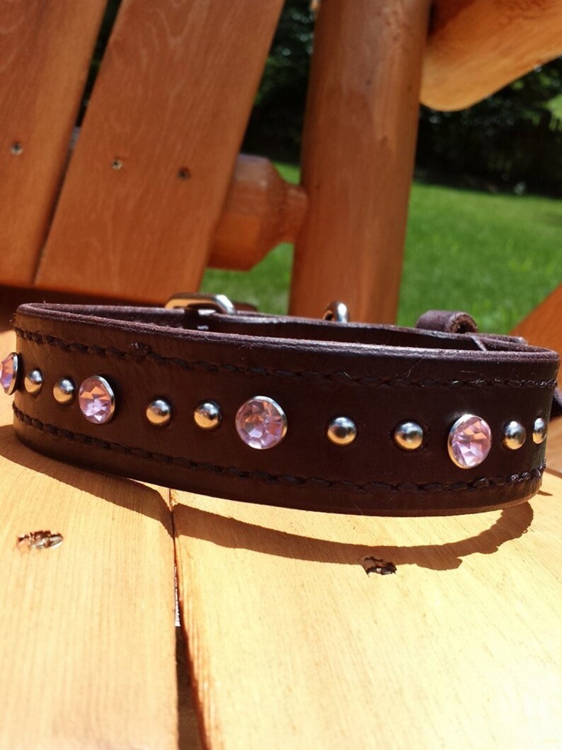 Hand Stitched Leather Dog Collar The Sophia Lauren Etsy.de