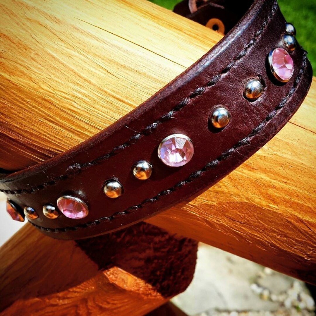 Hand Stitched Leather Dog Collar The Sophia Lauren Etsy.de