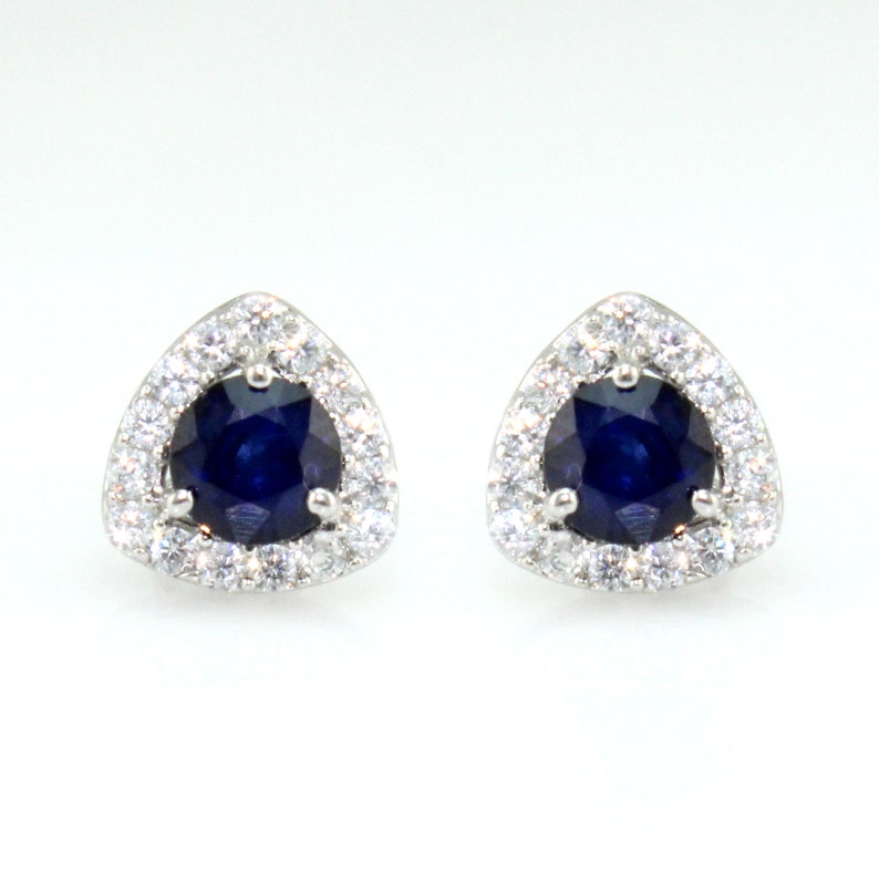 Blue sapphire stud earrings 5x5 mm in 925 sterling silver gift for her natural gems jewelry silversilver studs Diffused Sapphire studs