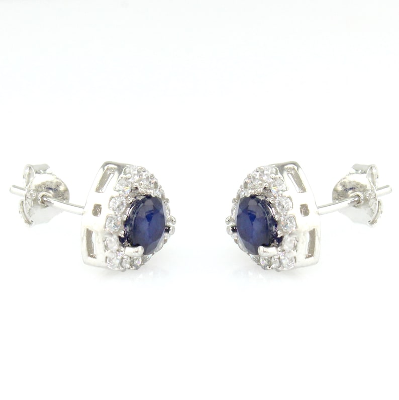 Blue sapphire stud earrings 5x5 mm in 925 sterling silver gift for her natural gems jewelry silversilver studs Diffused Sapphire studs