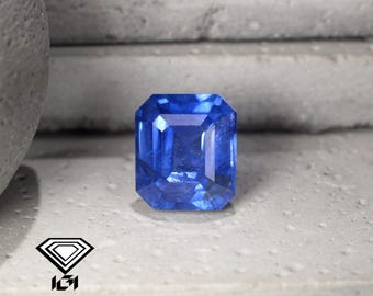 Natural Vivid Blue Sapphire Octagon 2.39cts-Intense Cornflower Blue Sapphire Sri lanka-Certified untreated sapphire gem-Loose sapphire top