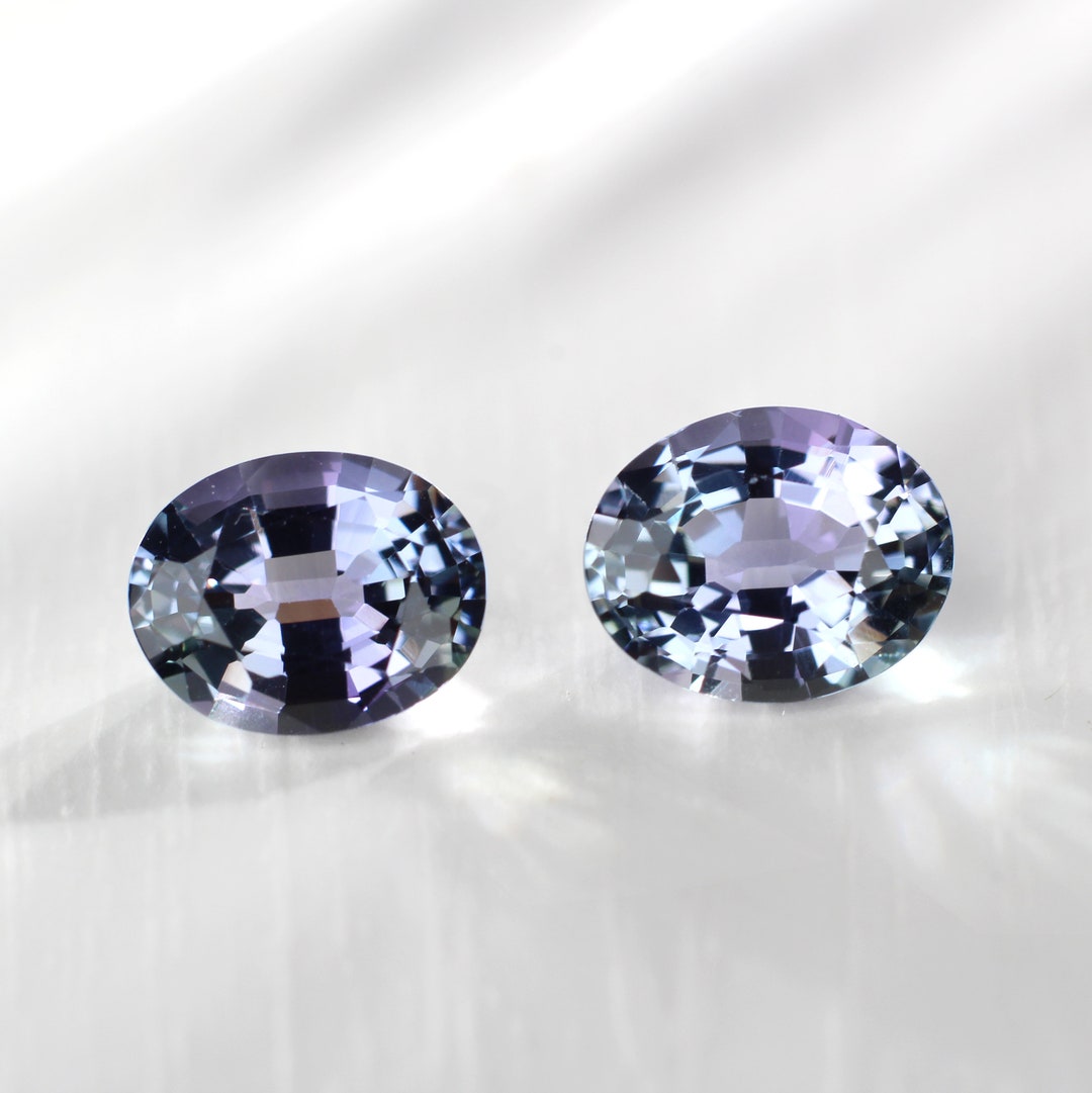 Mermaid Tanzanite Oval Pair 3.46 Cts.rare Color Purple Teal Grey ...