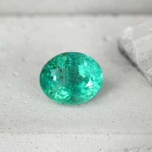 Natural Emerald 3.70cts Oval Cut-Loose Bright Medium Blue Green Emerald-Oval cut Zambian Emerald-High Luster Green Emerald Custom Ring