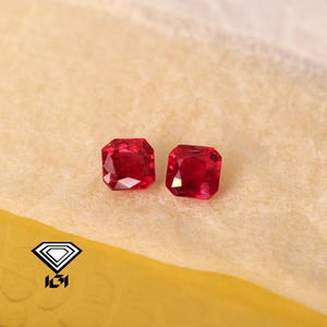 Pigeon Blood Ruby Pair-IGI Certified Ruby Matched Octagon Pair-Natural Ruby-1.00 cts Loose Ruby top Color square octagon cut-Heated Ruby