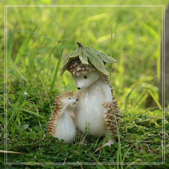 Accessories Hedgehog On Leaf Miniature Dollhouse FAIRY GARDEN