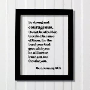 Deuteronomy 31:6 - Be strong and courageous. Do not be afraid or terrified, for the Lord your God goes with you; he will never leave you