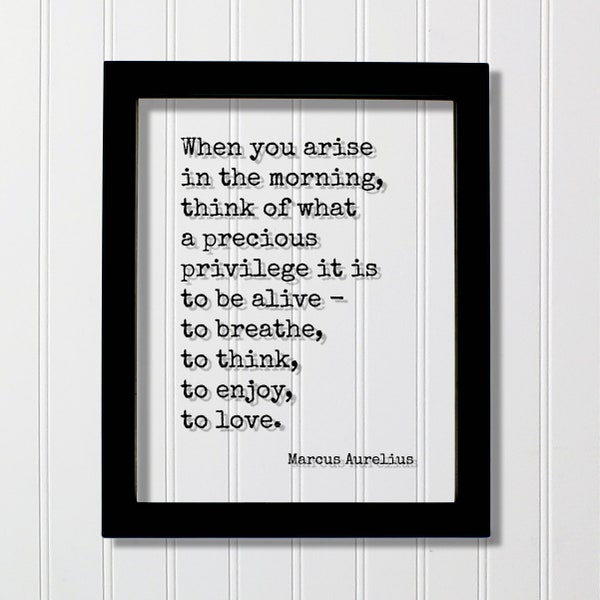 Marcus Aurelius - Floating Quote - When you arise in the morning think what a precious privilege it is to be alive breathe think enjoy love