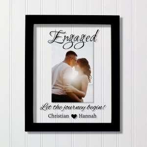 Engaged Frame Floating Frame Let the journey begin Personalized Custom Names Photo Picture Frame Couple Engagement Betrothed image 4