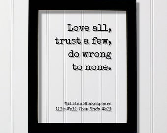 Cravate Citation Shakespeare Neuve - Noire, éclairée, 'Love All Trust A Few...'