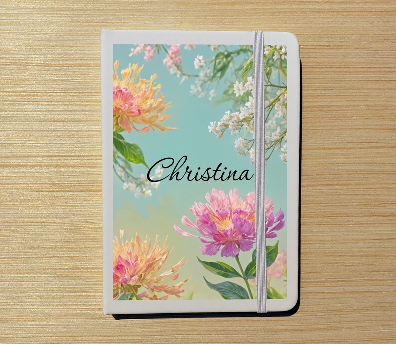 Custom Name Flower Journal Customized Personalized Floral Flowers