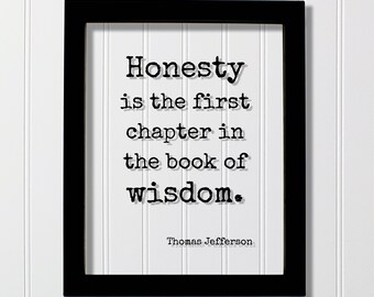 Thomas Jefferson - Floating Quote - Honesty is the first chapter in the book of wisdom - Wise Be Honest Truth
