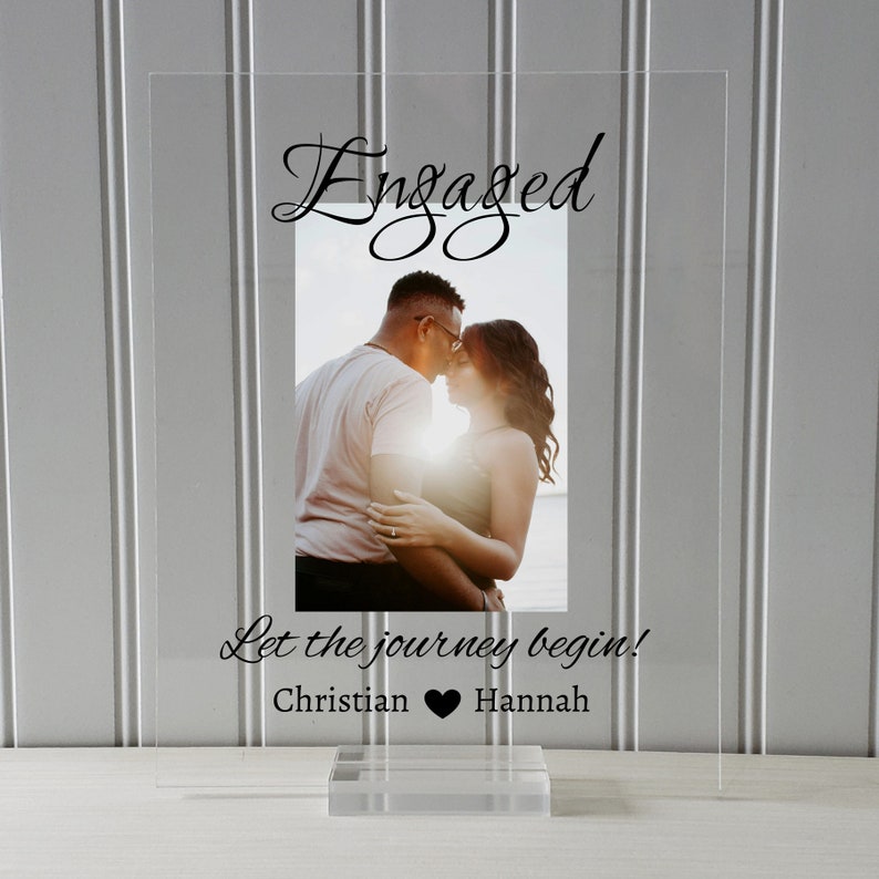 Engaged Frame Floating Frame Let the journey begin Personalized Custom Names Photo Picture Frame Couple Engagement Betrothed image 6