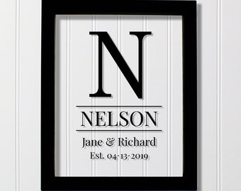 Last Name Letter Sign - Letter Monogram - Family Name - Housewarming Wedding Bridal Anniversary Gift - Established - Floating Modern Minimal