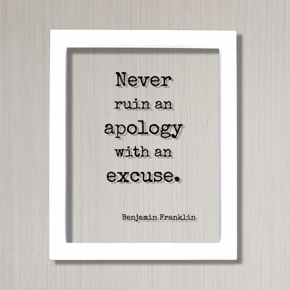 Benjamin Franklin Floating Quote Never Ruin An Apology | Etsy