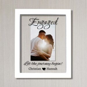 Engaged Frame Floating Frame Let the journey begin Personalized Custom Names Photo Picture Frame Couple Engagement Betrothed image 5